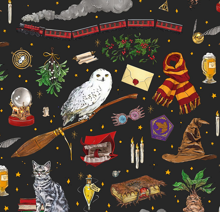 Бумага "НГ. Магическая на черном" 606x758